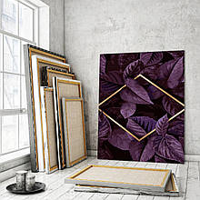 Картини за номерами 40*50 "Фіолетова листя" із золотою фарбою No1424, Strateg