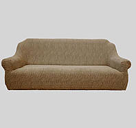 Жаккардовый чехол на диван Kayra Volna без юбки цвет песочный