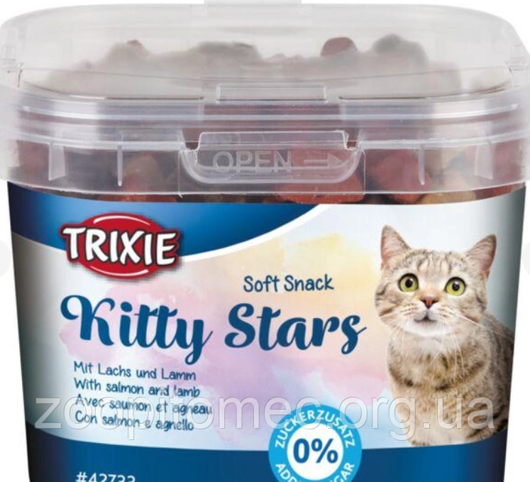 Trixie Kitty Stars - вітамінне ласощі для кішок з лососем та ягням (42733)140 гр, фото 1