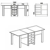 Кухонний стіл-книжка-3 Компаніт розкладний 500-1900х800х750 мм лдсп вільха, фото 3
