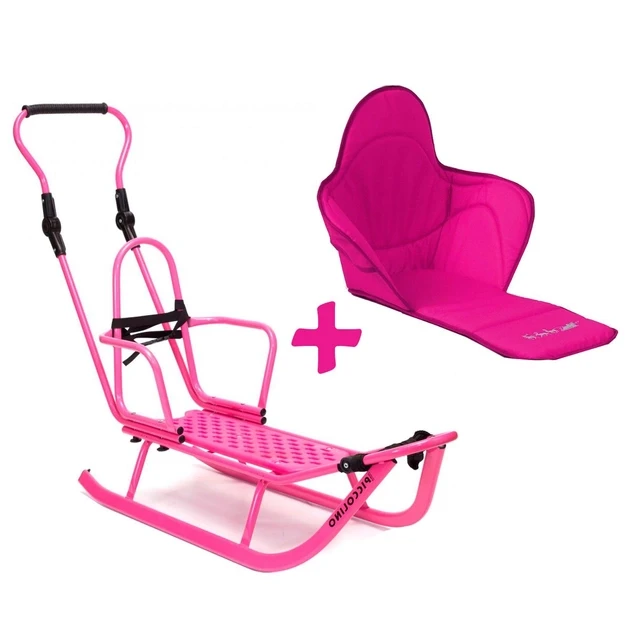 Санки з ручкою і матрацом Adbor Piccolino (рожевий), фото 1