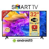 Телевизор Смарт 32 дюймов Smart TV Смарт ТВ + Т2 UHD 4K Android 13 Новинка!!!