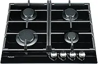 Газовая варочная поверхность Fabiano FHG 1244 VGH Black Glass, черная стеклянная, газ на стекле