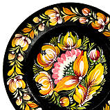 Тарілка Петриківський розпис ручної роботи з дерева кругла 15 см ВІНОЧОК ЖОВТИЙ Український сувенір, фото 2