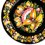 Тарілка Петриківський розпис ручної роботи з дерева кругла 15 см ВІНОЧОК ЖОВТИЙ Український сувенір, фото 3