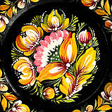 Тарілка Петриківський розпис ручної роботи з дерева кругла 15 см ВІНОЧОК ЖОВТИЙ Український сувенір, фото 6