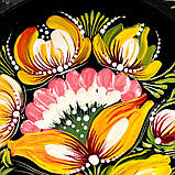 Тарілка Петриківський розпис ручної роботи з дерева кругла 15 см ВІНОЧОК ЖОВТИЙ Український сувенір, фото 8