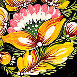 Тарілка Петриківський розпис ручної роботи з дерева кругла 15 см ВІНОЧОК ЖОВТИЙ Український сувенір, фото 9