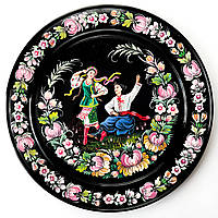 Тарілка Петриківський розпис ручної роботи з дерева кругла 30 см ТАНЕЦЬ Український сувені