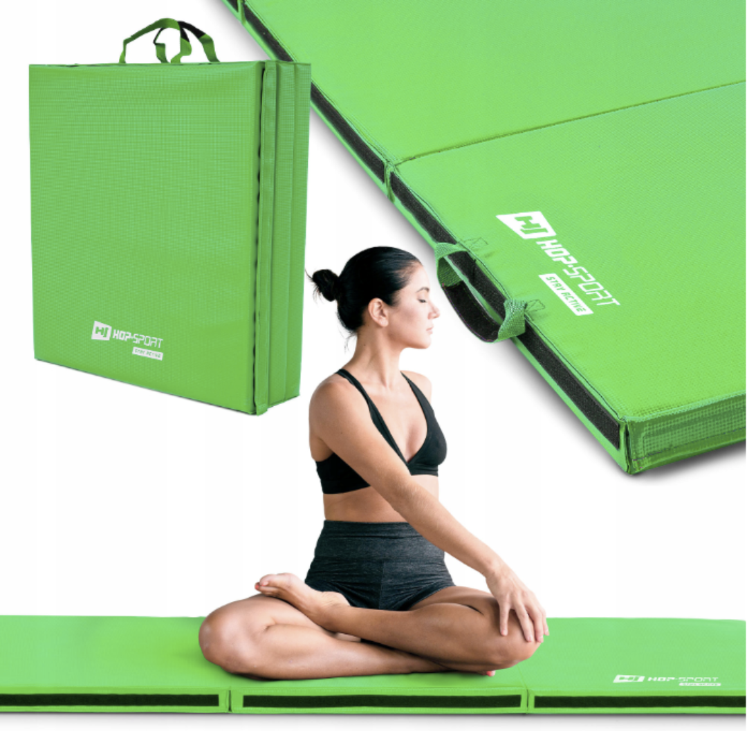 Мат гімнастичний Hop-Sport HS-065FM м'який з липучкою 5см зелений, фото 1
