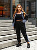 Жіночий зимовий спортивний костюм з начосом, подовжена кофта з капюшоном і штани з кишенями, великі розміри, фото 4