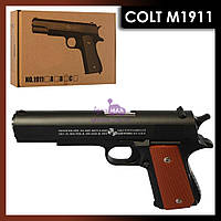 Металлический пистолет на пульках Colt M1911, детский игрушечный железный пневматический пистолет Кольт