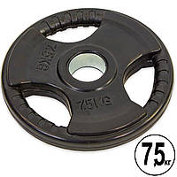 Блины (диски) с тройным хватом обрезиненные Record TA-8122-7_5 52 мм (1 шт х 7.5 кг)