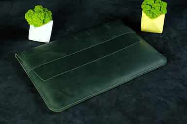 Шкіряний чохол для iPad Дизайн №24, натуральна Вінтажна шкіра, колір Зелений
