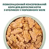 Повнораційний консервований корм для дорослих кішок Optimeal з кроликом в морквяному желе 0.085 кг, фото 9