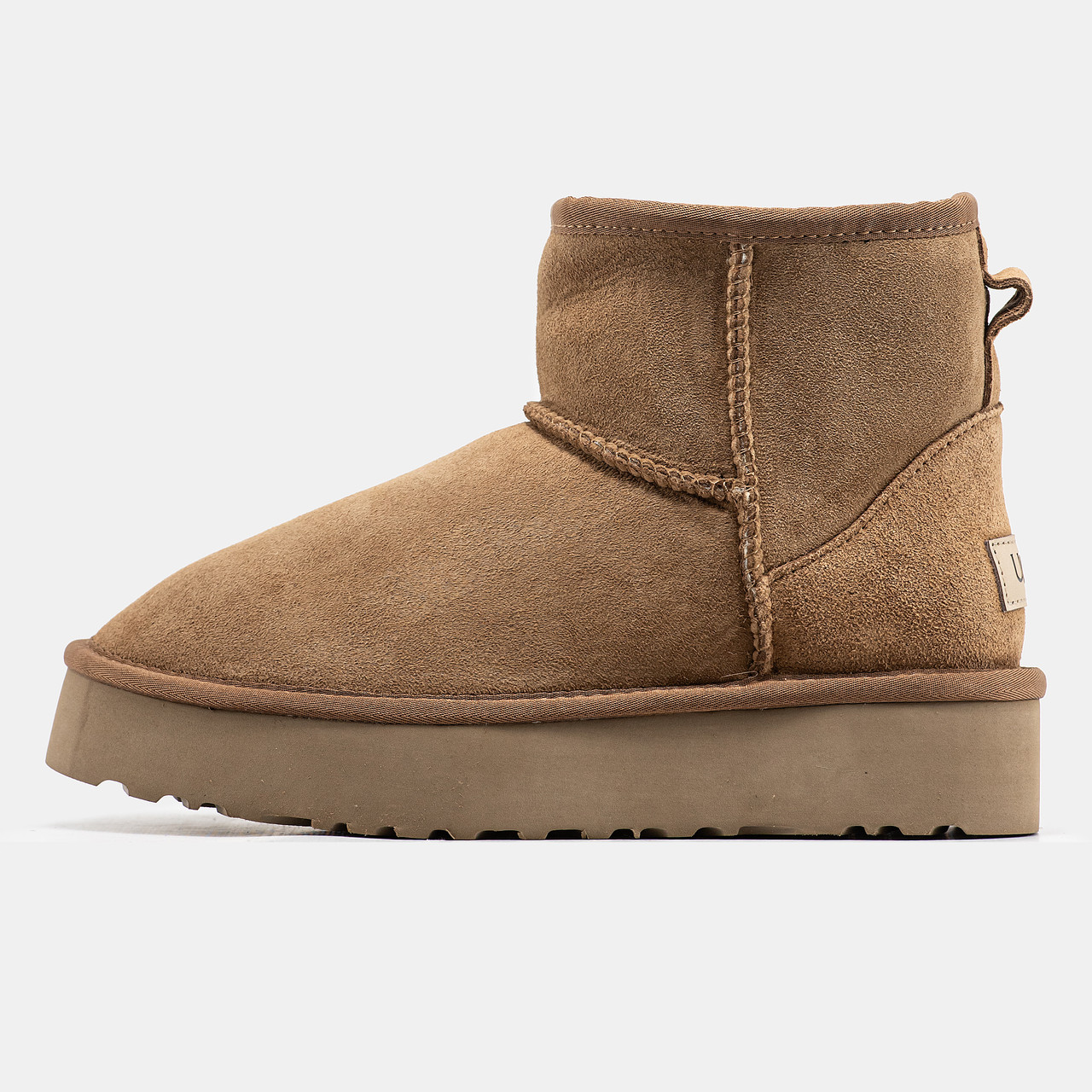 Уги жіночі Ugg Classic Mini Beige Platform бежеві замшеві на високій підошві