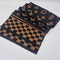 Шарф мужской кашемировый теплый Louis Vuitton цвет коричневый с черным