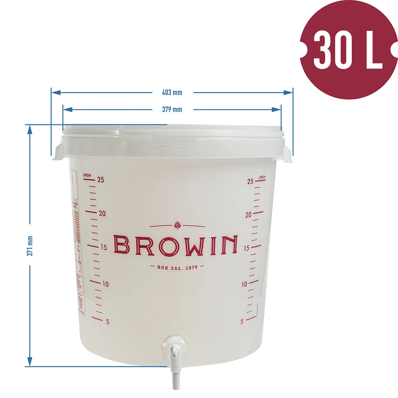 Ємність для бродіння 30 л із кришкою Browin, фото 1