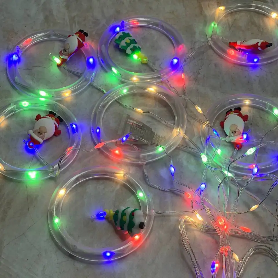 Рождественская гирлянда Штора Кольцо с фигурками 3м мультиколор 10 LED, Электрогирлянда праздничная hop - фото 4 - id-p2022703736