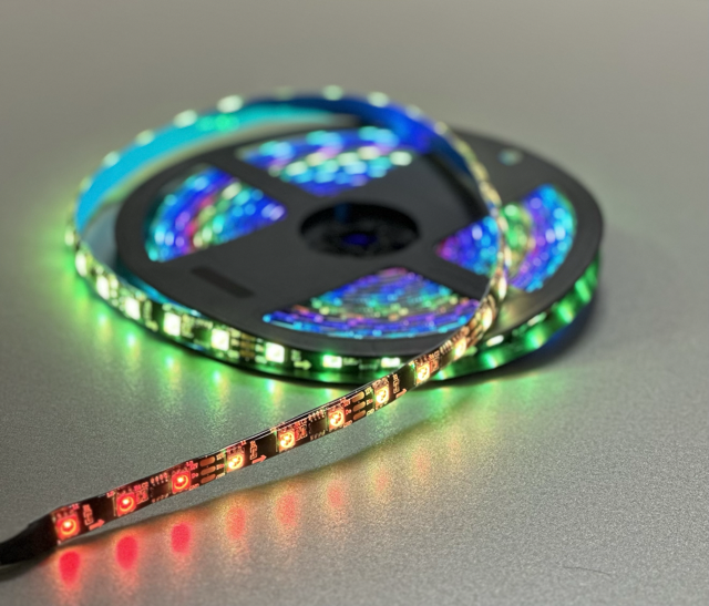 Світлодіодна стрічка RGB SMD 5050 12V 60 д.м. IP65 WS2811 (ціна 1 м) чорна основа