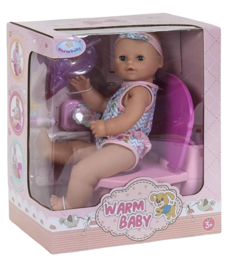 Пупс функціональний «Warm Baby» 9 функцій, лялька в одязі з аксесуарами, музичний унітаз, висота 40 см (WZJ 026 С-1)