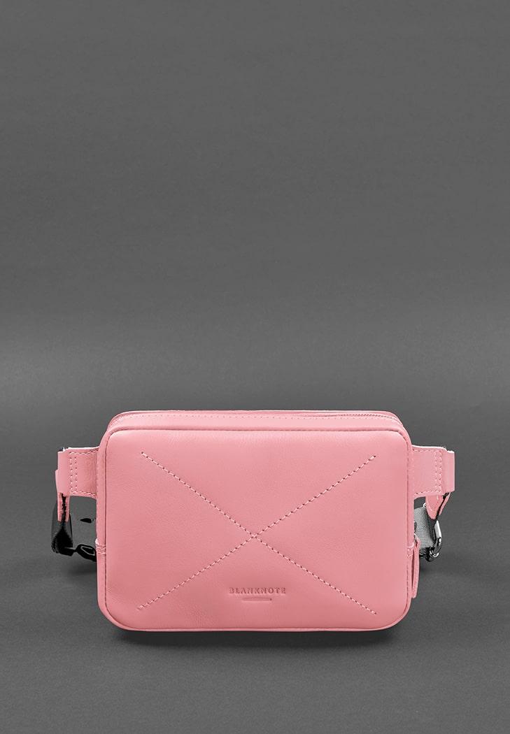 Шкіряна жіноча поясна сумка Dropbag Mini рожева