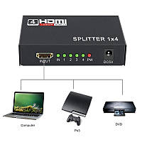 Активный HDMI разветвитель Splitter 1 to 4 Black (1 вход - 4 выхода) SCC