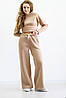 Костюм жіночий з укороченим світшотом і штани палацо турецька тринитка колір беж, фото 3
