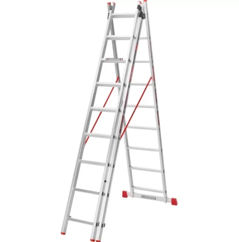 Драбина алюмінієва 3-секційна Квітка PRO (3х9 щаблів) (110-9309), фото 1