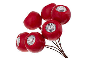 Декоративний букет з перламутрових ягід із кристалами, 12 см 903-759 червоний