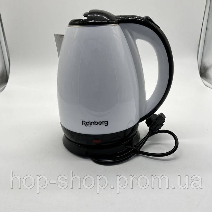Тихий бытовой электрический чайник 2 литра белого цвета Rainberg RB-901 со скрытым нагревающим элементом - фото 6 - id-p2022733672