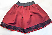 Детская демисезонная однотонная мини-юбка на девочку 2 - 3 года, рост 92 - 98 см Бордо 2