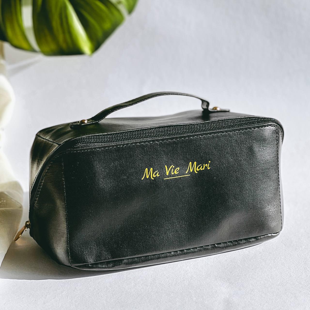 Косметичка з повним доступом з екошкіри Ma Vie Mari 23,5*13*13 см Чорна