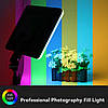 Світлодіодне відео світло Camera light PM-26 RGBW LED панель живлення від USB + Штатив, фото 7
