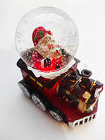 Снежный шар / новогодний стеклянный шар со снегом, Паровозик с Дедом Морозом з LED-підсвічуванням на батарейка
