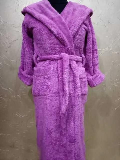 Натуральний халат махрові на поясі розмір 48 50 52 54 56, гарний яскравий жіночий халат баний Фуксія, фото 1