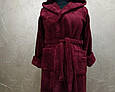 Натуральний халат махрові на поясі розмір 48 50 52 54 56, гарний яскравий жіночий халат баний Фуксія, фото 9