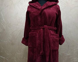 Натуральний халат махрові на поясі розмір 46 48 50 52, гарний яскравий жіночий халат баний Бордовий