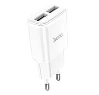 Мережевий зарядний пристрій HOCO C88A Star round dual port charger White