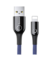 Кабель Baseus C-shaped Light Intelligent power-off Cable Lightning USB 2.4A 1m CALCD-03 Blue