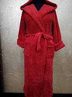 Натуральный халат махровые на поясе размер 48 50 52 54 56, красивый яркий женский халат баный Красный