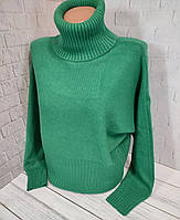 Укороченный зимний свитер 44-46 р. зелёный