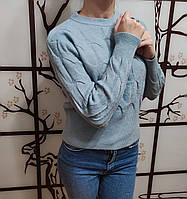 Кофта свитер укороченный теплый 42-44р. бирюзовый 42