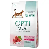 Сухой корм Optimeal для взрослых кошек с чувствительным пищеварением, с ягненком, 4 кг