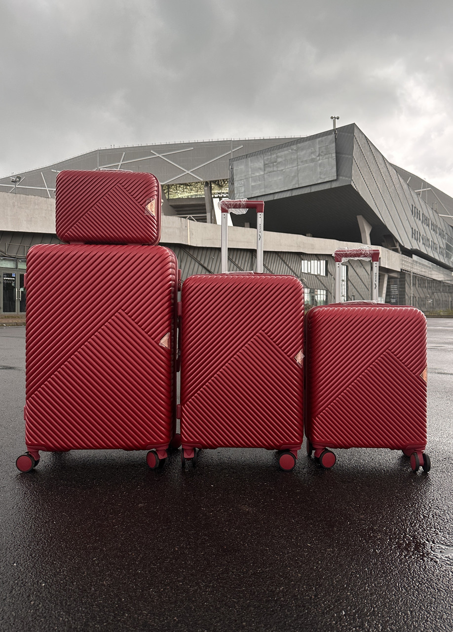 Валіза пластикова Wings WN01 велика (L) на 4-х подвійних колесах Червоний
