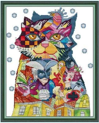 Набір для вишивання за нанесеною на канву схемою "Art Cat". AIDA 14CT printed, 36*44 см