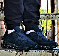Мужские кроссовки Nike Air Max 90 синие замшевые, кроссы Найки (размеры в описании)