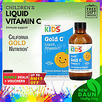 California Gold Nutrition, Gold C, витамин C в жидкой форме для детей, класса USP, натуральный апельсиновый вк