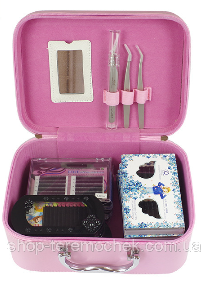 Органайзер для косметики розовый, кейс-косметичка каркасный большой на молнии с ручкой и зеркалом 25х19х12 - фото 2 - id-p2022784293