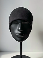 Теплая флисовая шапка черная, шапка флис черного цвета (размер 58)